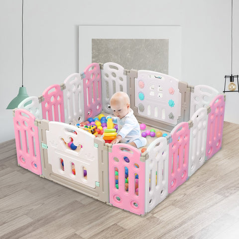 Baby Security Gate 14 Panels Kids Safety Gates Playpen
