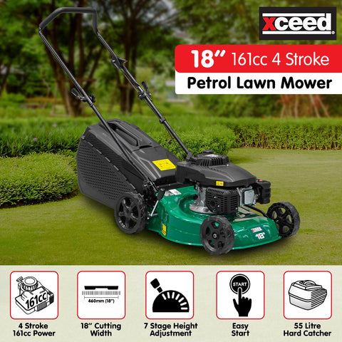 garden care 161cc 4 Stroke 18” Petrol Lawn Mower 55L Catcher Refurbished