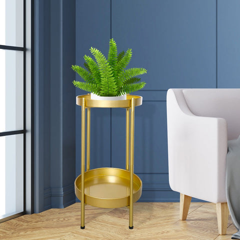 garden / agriculture 2 Tiers Metal Plant Stand-Gold