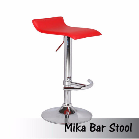2X Red Leather Low Back Bar Stools, Adjustable