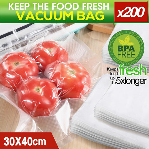 200x Commercial Grade Vacuum Sealer Food Sealing Storage Bags Saver 30x40cm