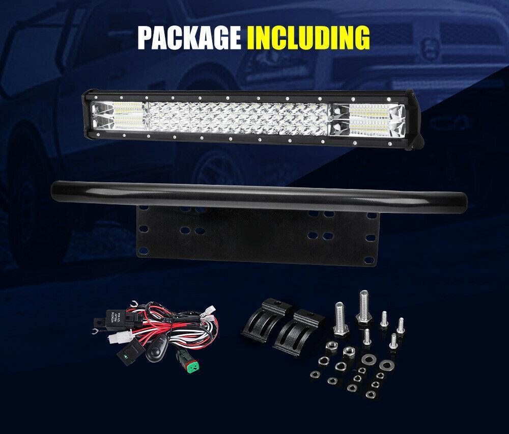 20inch Triple Row LED Light Bar Combo Beam + 23'' Number Plate Frame + Wiring