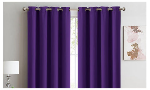 living room 2x Blockout Curtains Panels 3 Layers Eyelet Room Darkening 140x230cm Purple