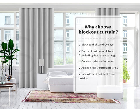 2X Blockout Curtains Room Darkening 140X160Cm Grey