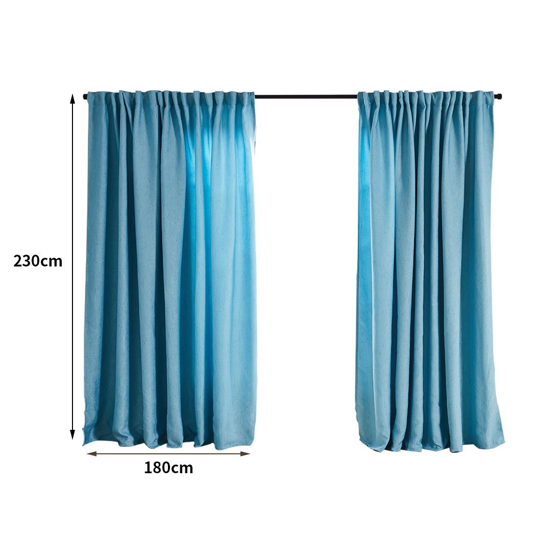 Living Room 2X Blockout Premium quality Curtains blue180CM x 230CM