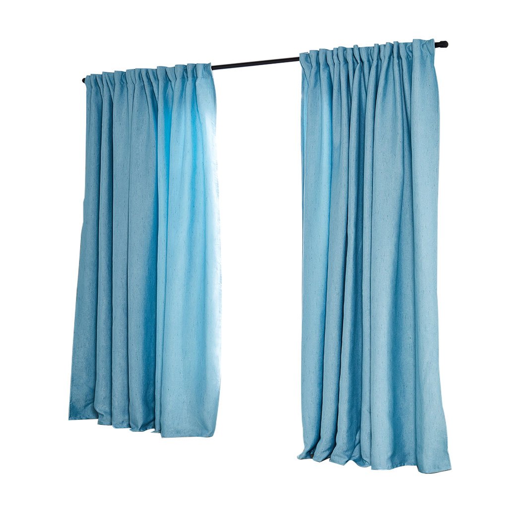Living Room 2X Blockout Premium quality Curtains blue180CM x 230CM