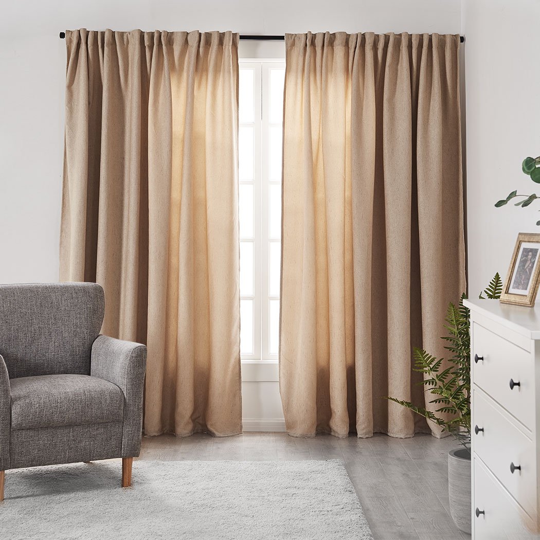 Living Room 2X Blockout Premium quality Curtains buff 240CM x 230CM