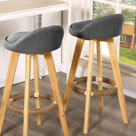 dining room 2x Fabric Swivel Bar Stool Kitchen Stool Dining Chair Barstools Grey