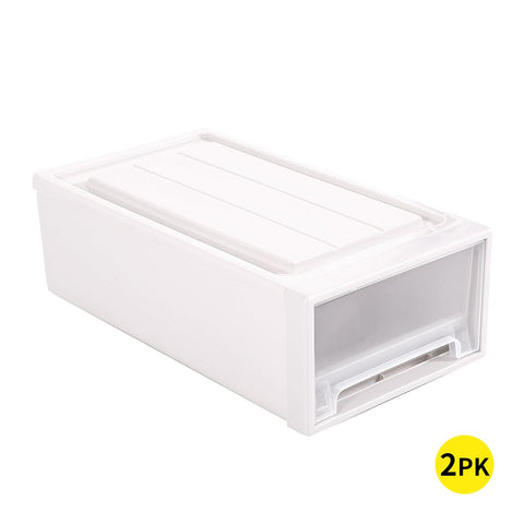 Living Room 2x Plastic Wide Drawer Shoes Storage Boxes