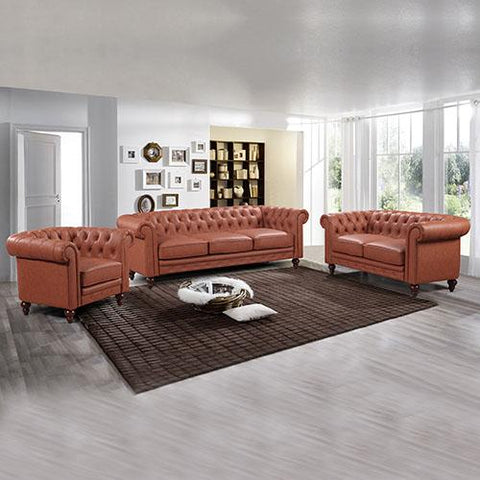 Furniture > Sofas 3+2+1 Seater Brown Sofa Lounge Chesterfireld Style Button Tufted in Faux Leather