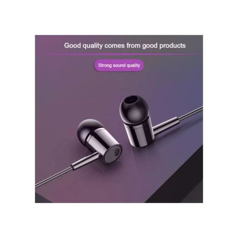3.5mm In-ear Wired Earphone With Mic Earbuds-Black