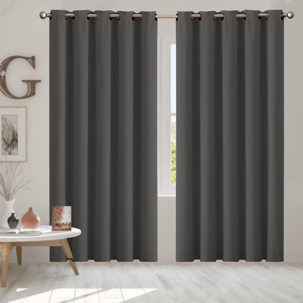 living room 3 Layers Eyelet Blockout Curtains 180x230cm Charcoal