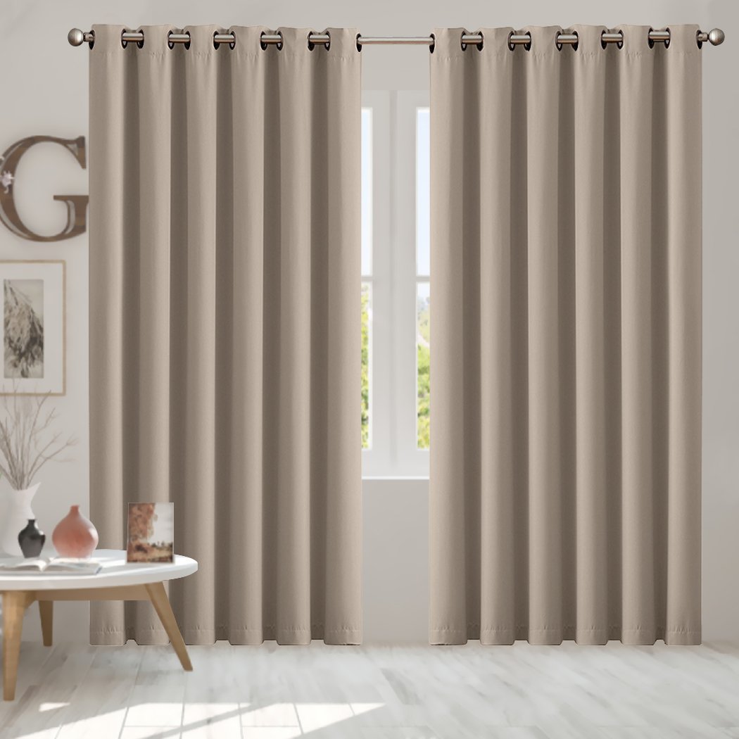living room 3 Layers Eyelet Blockout Curtains 240x230cm Beige