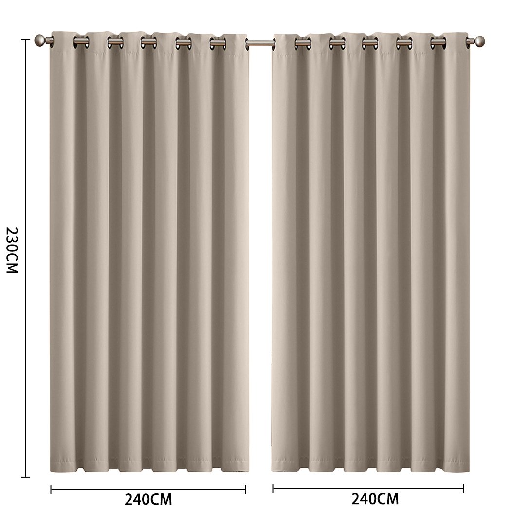 living room 3 Layers Eyelet Blockout Curtains 240x230cm Beige