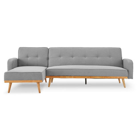 indoor furniture 3-Seater Corner Sofa Bed with Chaise Lounge - Light Grey
