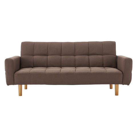 indoor furniture 3-Seater Fabric Sofa Bed Futon - Brown