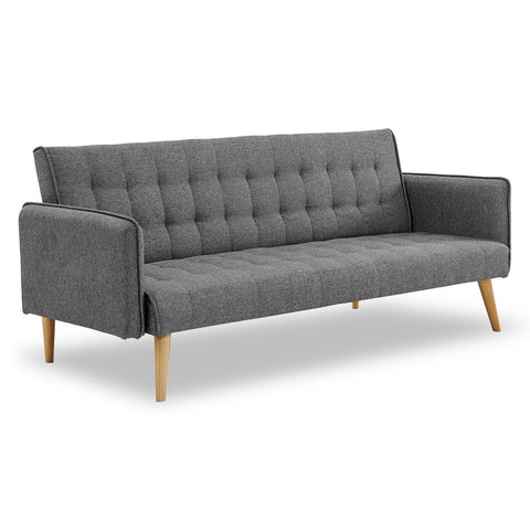 indoor furniture 3 Seater Modular Linen Fabric Sofa Bed Couch Armrest Grey