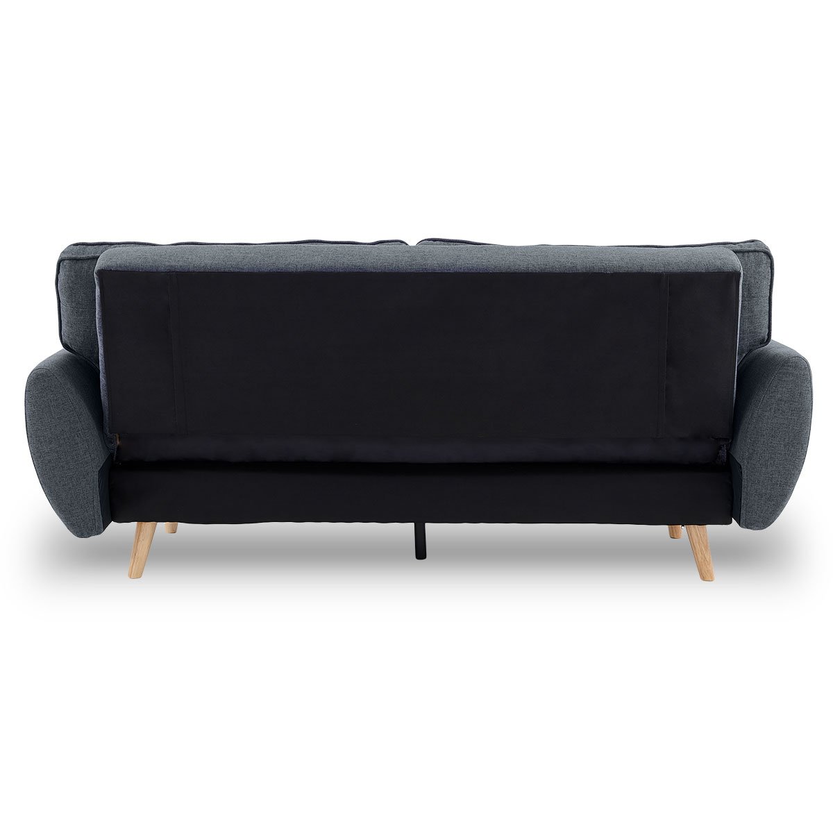 indoor furniture 3 Seater Modular Linen Fabric Wood Sofa Bed Couch- Dark Grey