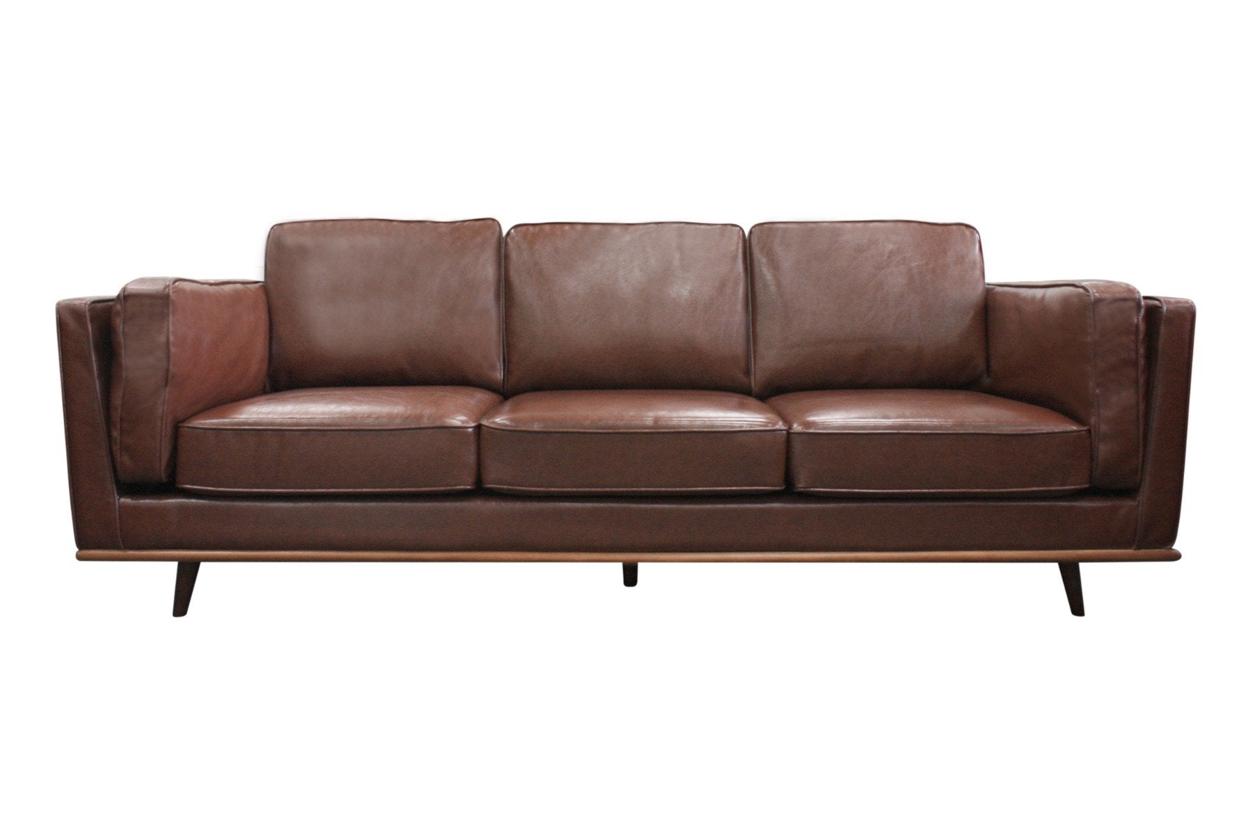 Sofas 3 Seater Stylish Leatherette Brown York Sofa