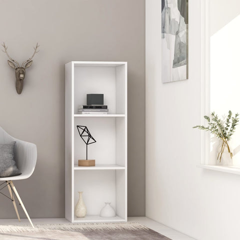 3-Tier Book Cabinet White 40x30x114 cm Chipboard