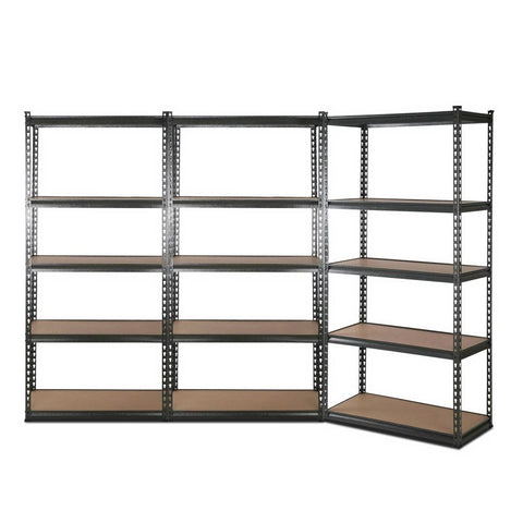 3X1.8M 5-Shelves Steel Warehouse Shelving Racking Garage Storage Rack Grey