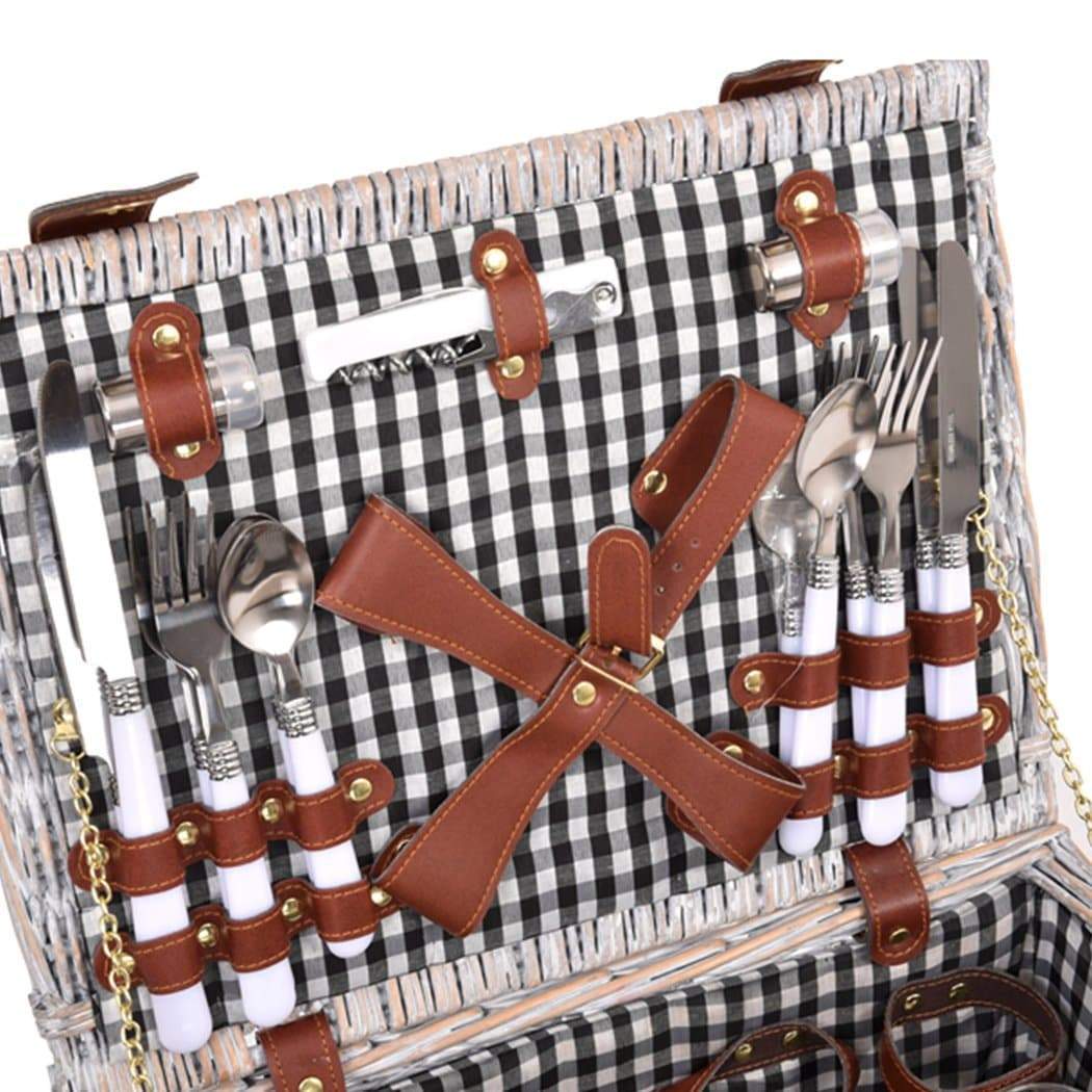 camping / hiking 4 Person Picnic Basket Set With Blanket