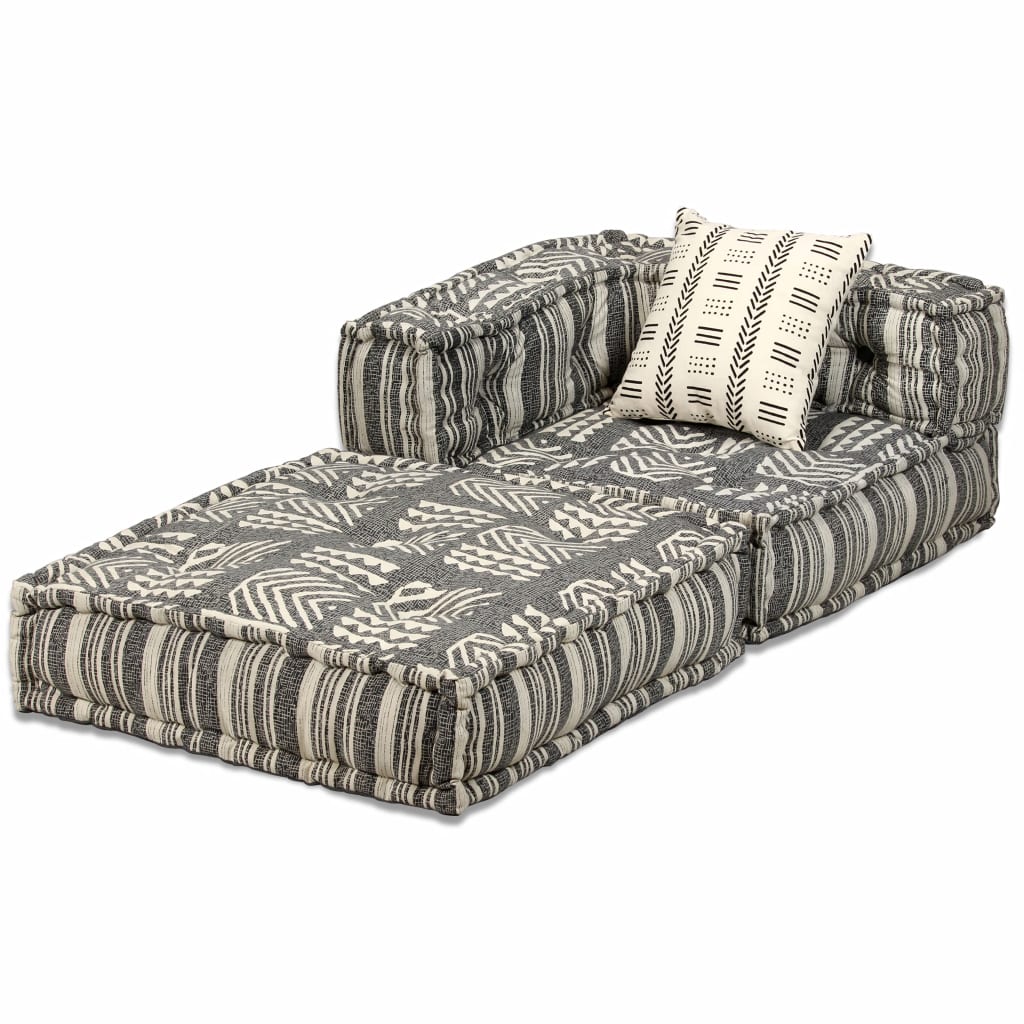 4-Seater Modular Sofa Bed Fabric Stripe