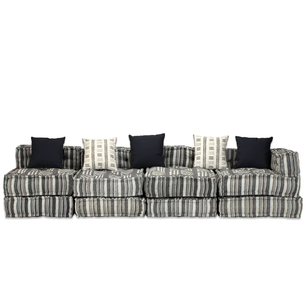 4-Seater Modular Sofa Bed Fabric Stripe