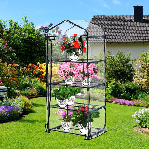 outdoor living 4 Tier Mini Greenhouse Garden Shed PVC Cover Film Frame Tunnel Plant Green House