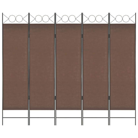 5-Panel Room Divider Brown 200x180 cm