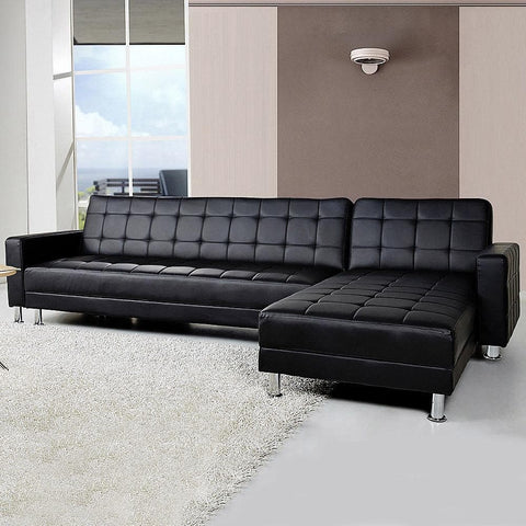 5 Seater PU Faux Leather Corner Sofa Bed Couch with Chaise