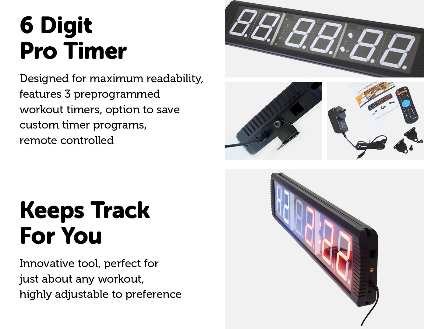 Fitness Accessories 6 Digit Digital Timer Interval Fitness Clock