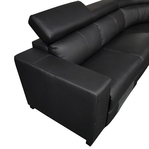 Sofas Living Room Couch Black Colour with adjustable headrest six seater real leather Sofa lounge set