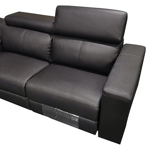 Sofas Living Room Couch Black Colour with adjustable headrest six seater real leather Sofa lounge set