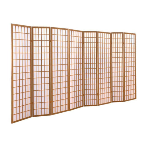 8 Panel Free Standing Foldable  Room Divider Privacy Screen Wood Frame
