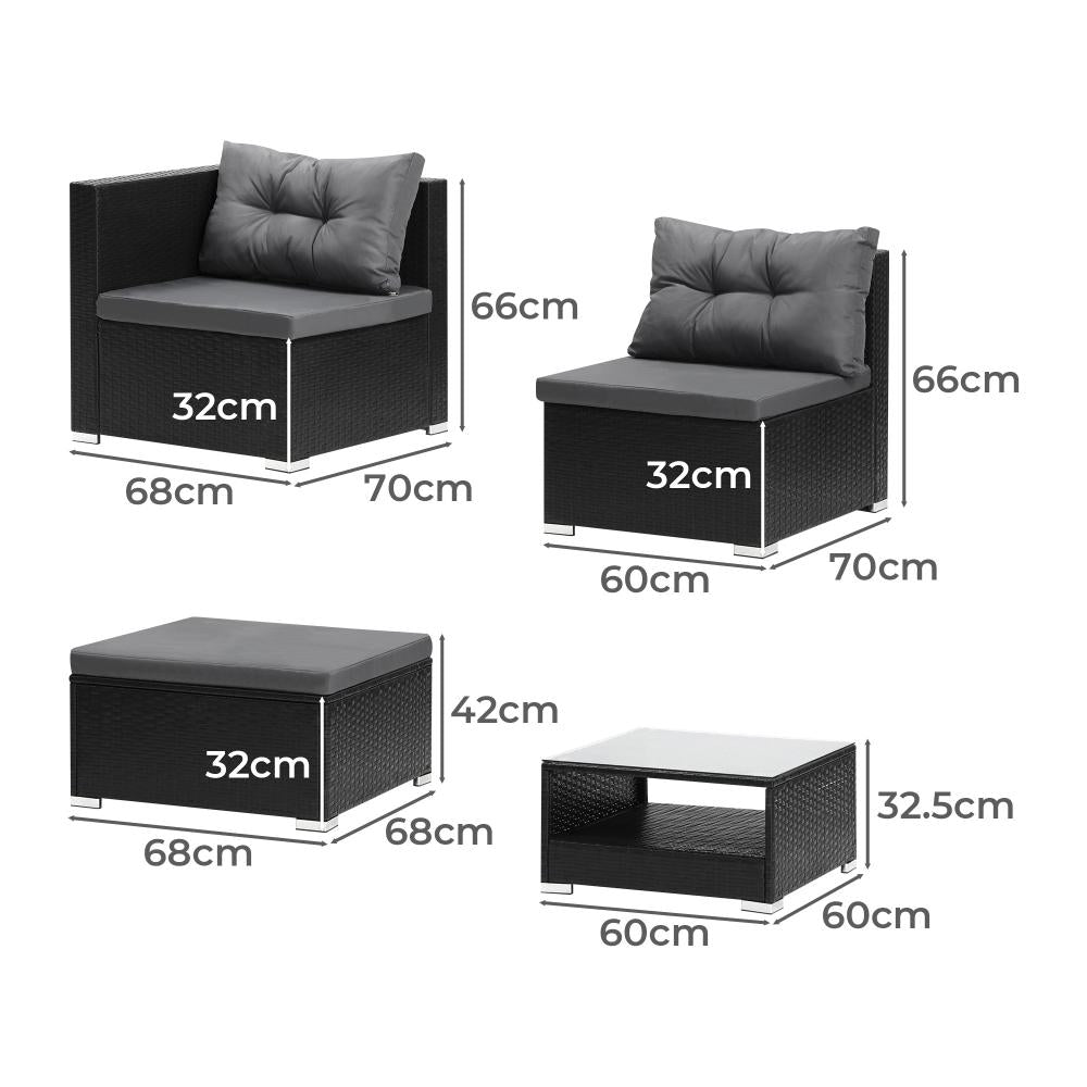6 Seater Outdoor Lounge Furniture Wicker Set Sofa Rattan Table Setting