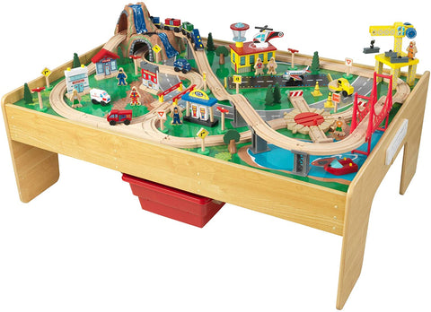 Adventure Town Railway Train Set & Table With Ez Kraft Assembly For Kids