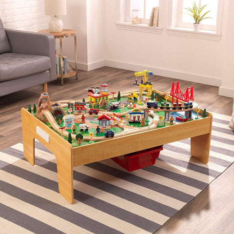 Adventure Town Railway Train Set & Table With Ez Kraft Assembly For Kids