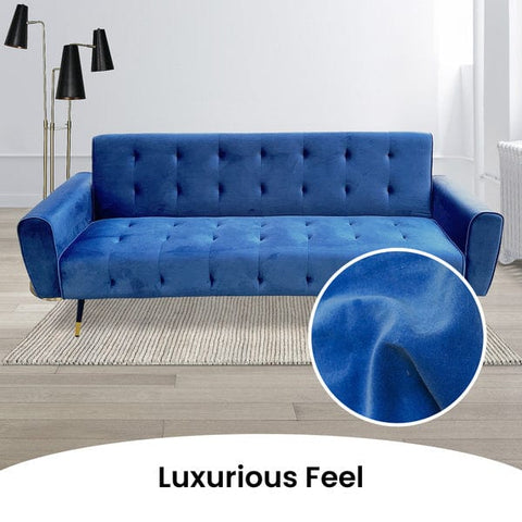 Ava Tufted Velvet Sofa Bed by Sarantino - Green/Light Grey/Dark Grey/Blue