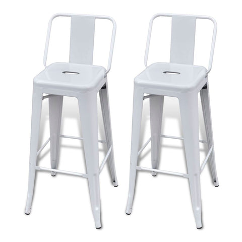 Bar Stools 2 pcs White Steel