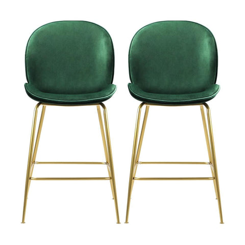 Bar Stools Kitchen Stool Chairs Barstool Dining Chair Velvet Metal x2