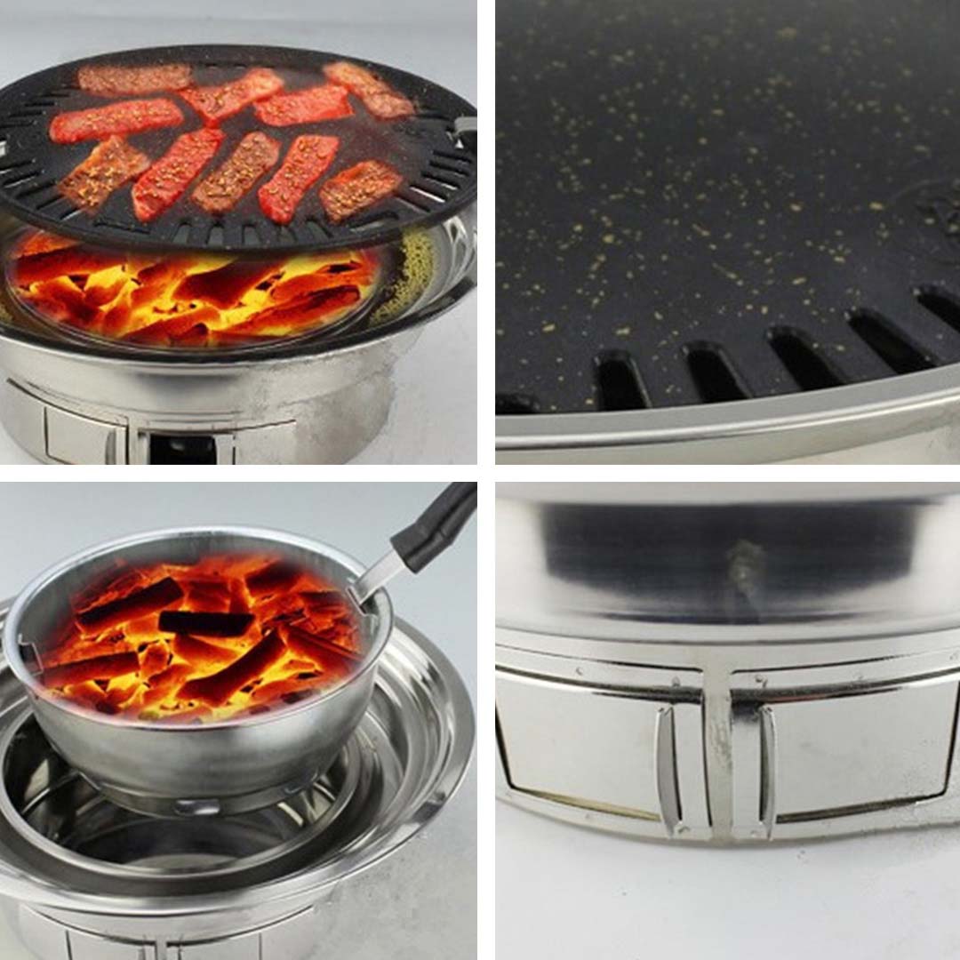 freestanding BBQ Grill Stainless Steel Portable Smokeless Charcoal Grill Home Outdoor Camping