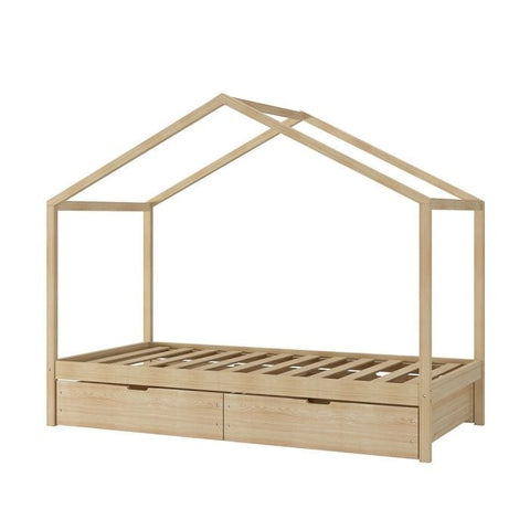 Bed Frame Wooden Single Timber House Frame Mattress Base Storage Drawers