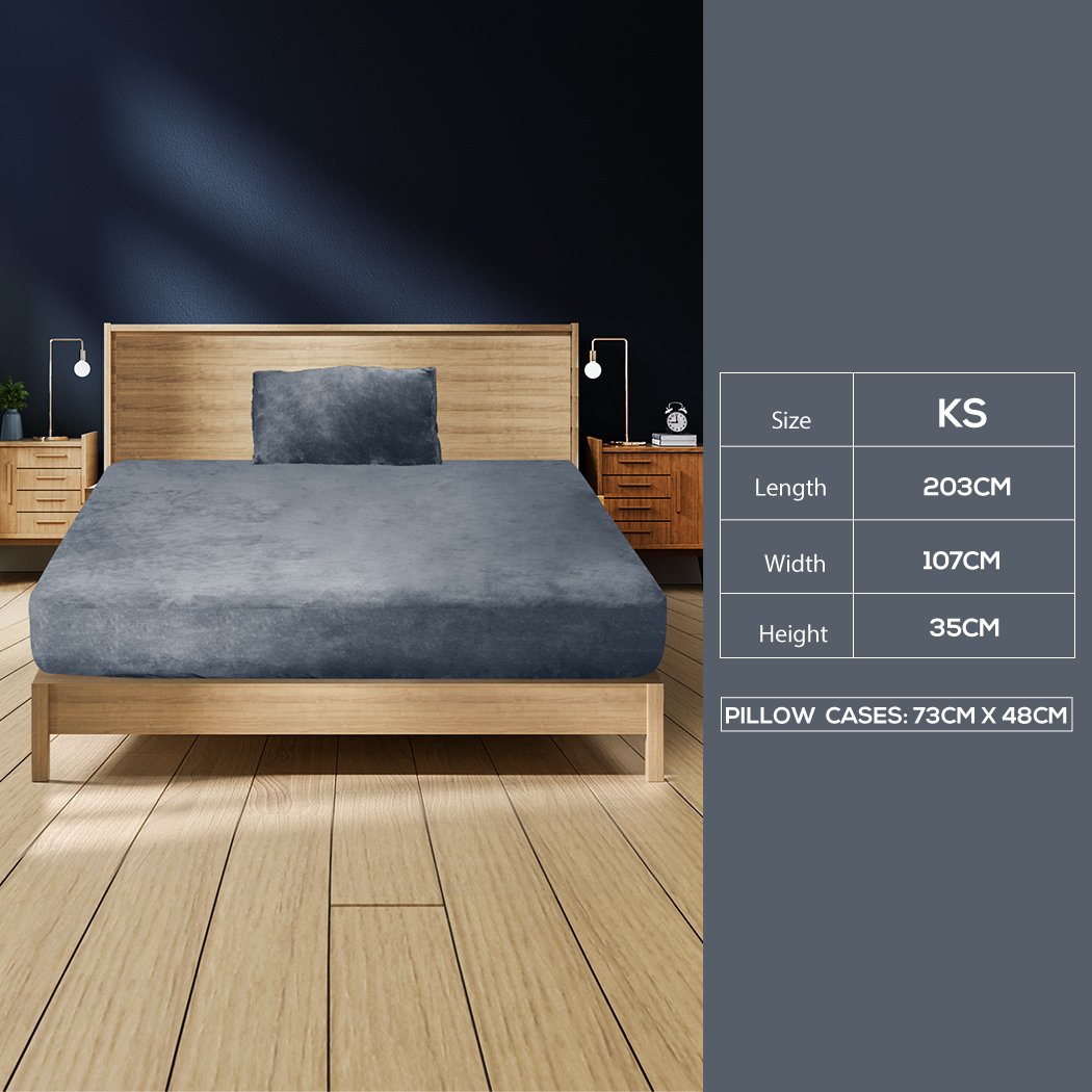 Bedding Set Bedding Set Ultrasoft Fitted Bed Sheet Dark Grey King Single