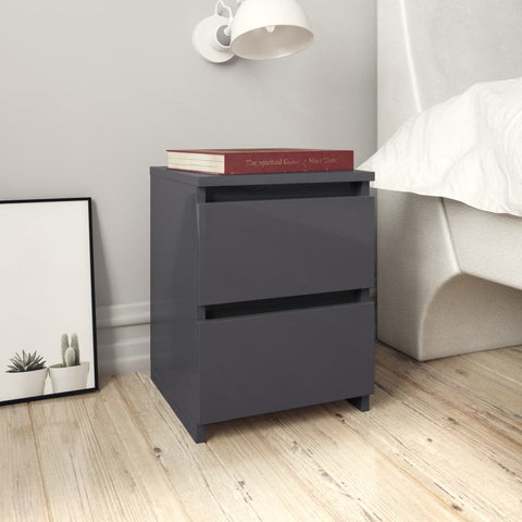 Bedside Cabinet High Gloss Grey 30x30x40 cm Chipboard