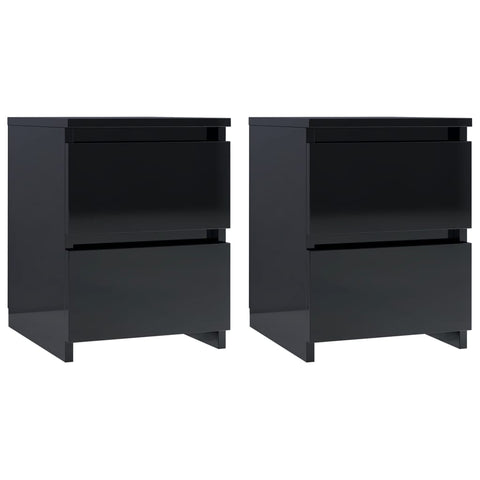 Bedside Cabinets 2 pcs High Gloss Black  Chipboard