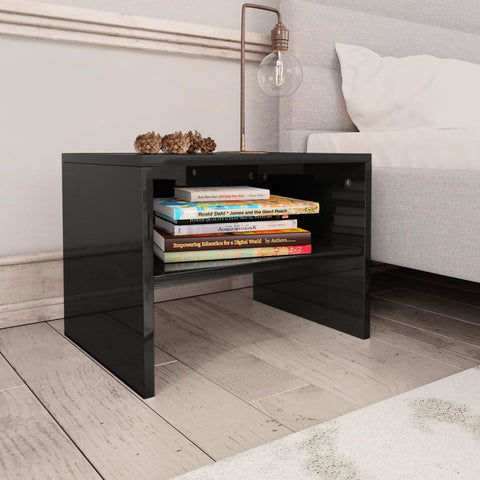 Bedside Cabinets 2 pcs High Gloss Black 40x30x30 cm Chipboard