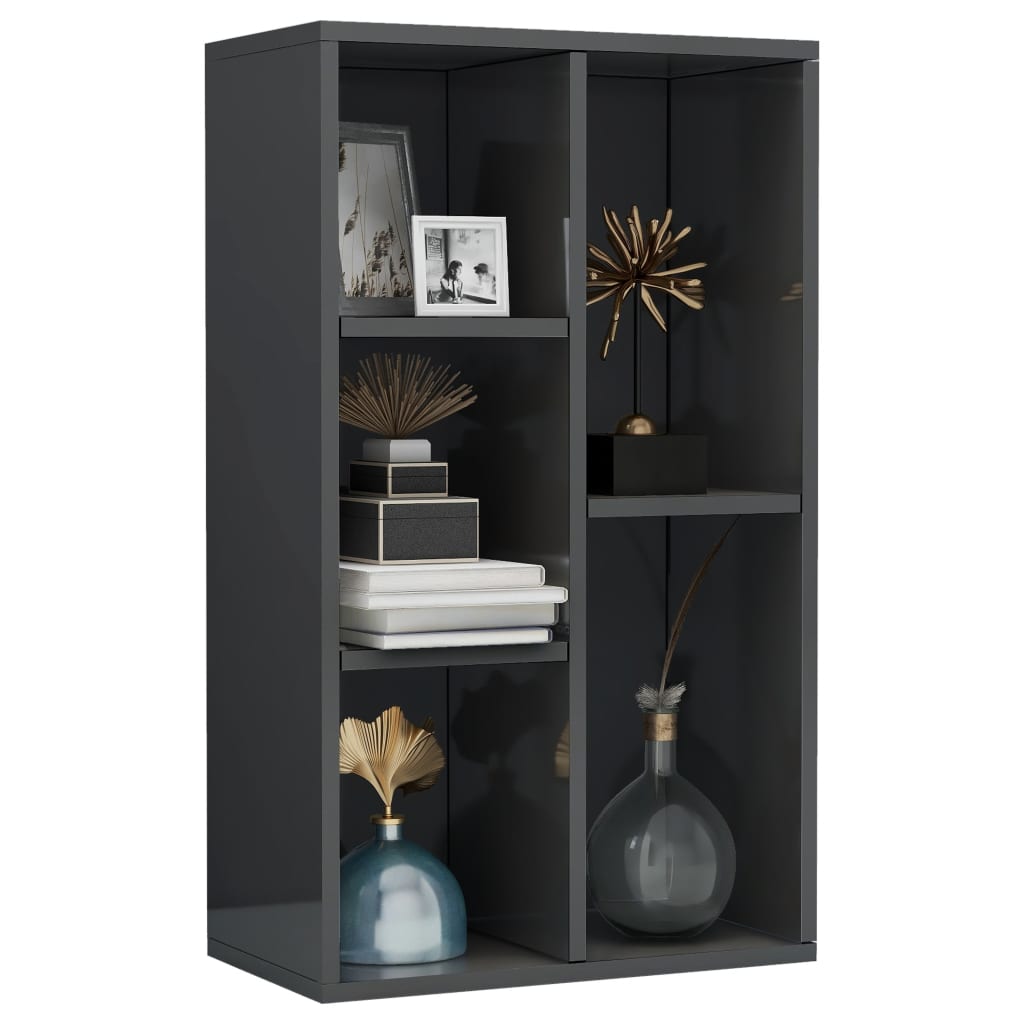 Book Cabinet/Sideboard High Gloss Grey 45x25x80 cm Chipboard