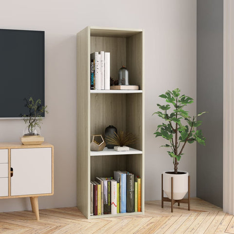 Book Cabinet/TV Cabinet White and Sonoma Oak 36x30x114 cm Chipboard