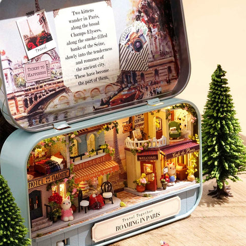 Box Theatre Doll House Furniture Miniature, 1:24 Dollhouse Kit For Kids (Roaming In Paris